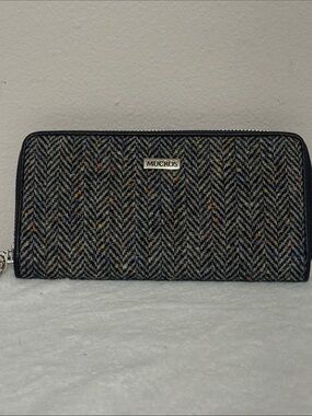 Mucros Black Tweed Zip-Around Wallet with Multicolor Flecks